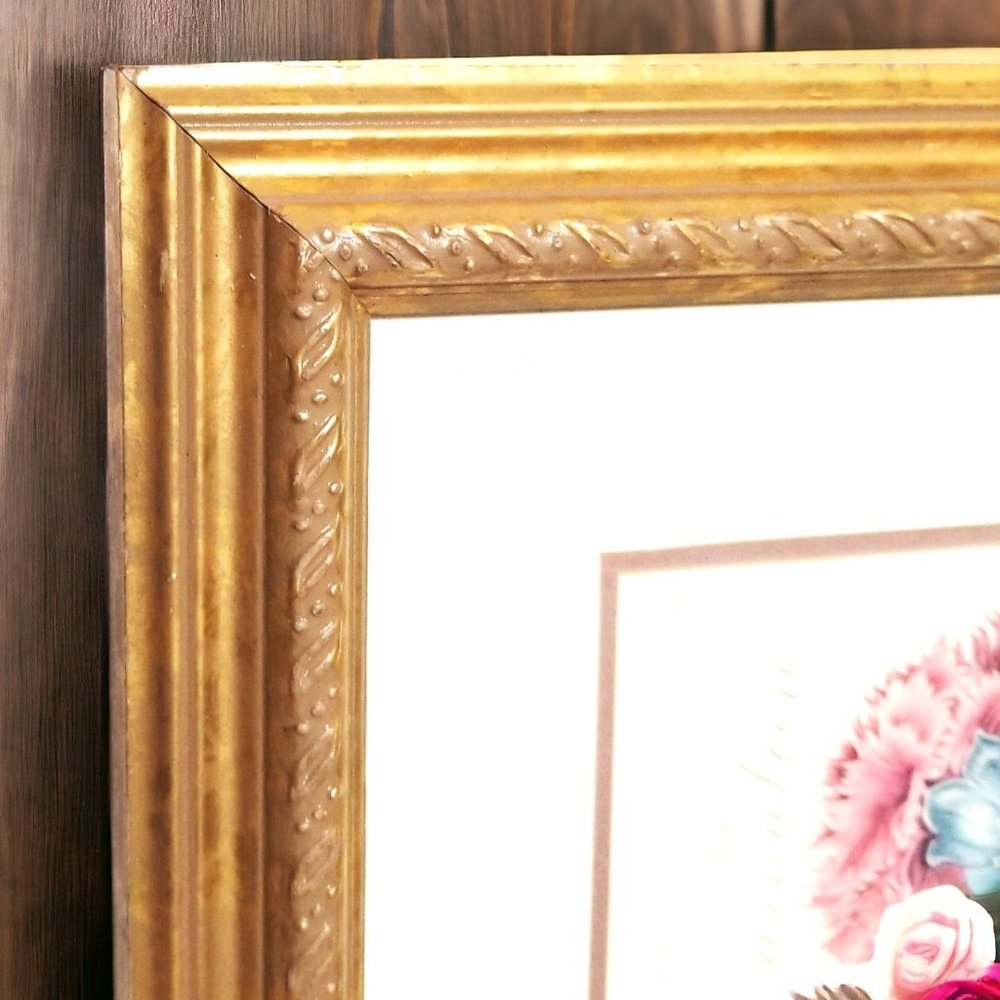 Vintage Gold Frame Carnation January's Flower: Timeless Botanical Elegance 1995 - Picture 6 of 12